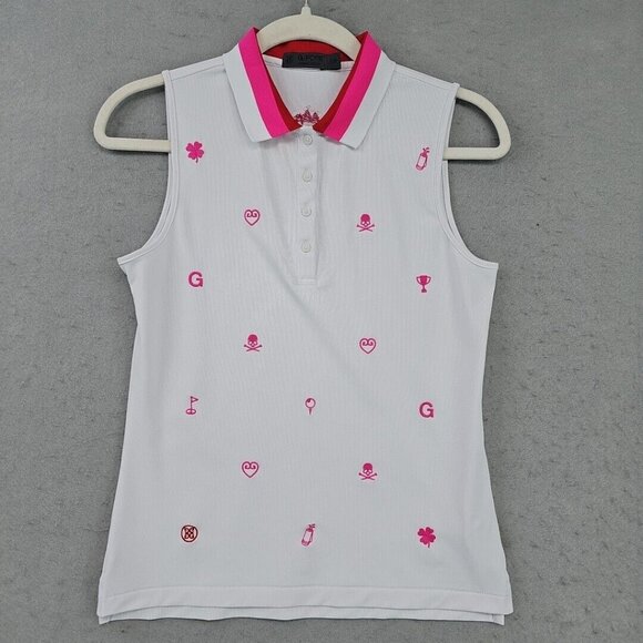 G/FORE White Tank Top with Pink Accents - Picture 1 of 8
